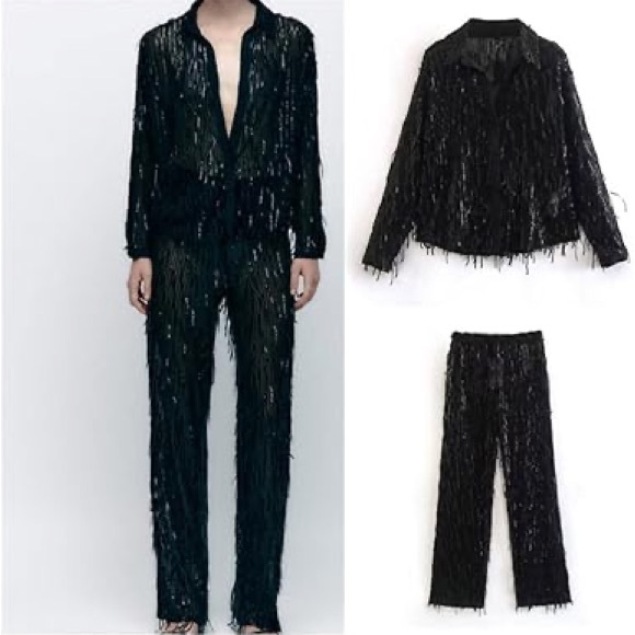 Zara Black Jumpsuit with Wide-Leg Elegance - Picture 3 of 4